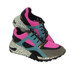 Steve Madden Barra Womens Pre-owned Pink & Green Designer Sneakers - sz. 7 1/2M